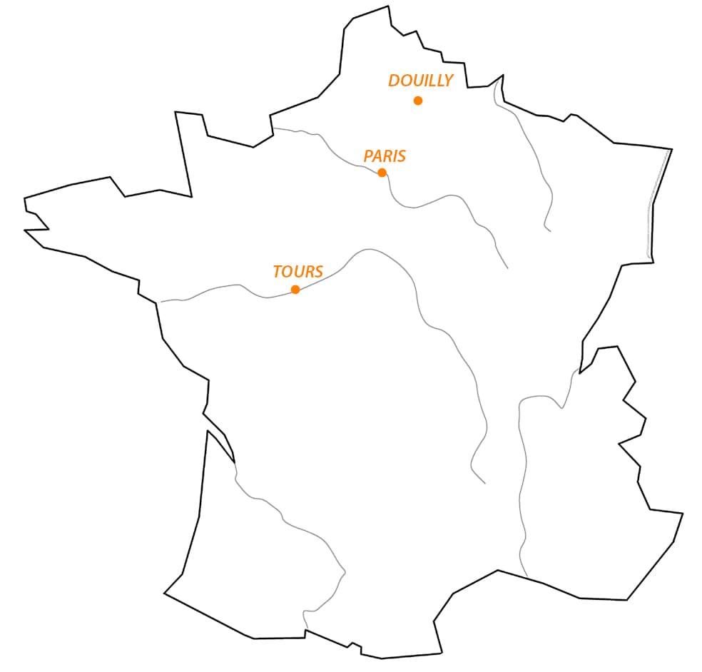 Implantations MaXI — Paris, Tours, Douilly